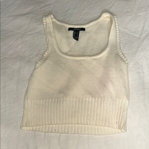 Forever 21 Ivory Ribbed Crop Top